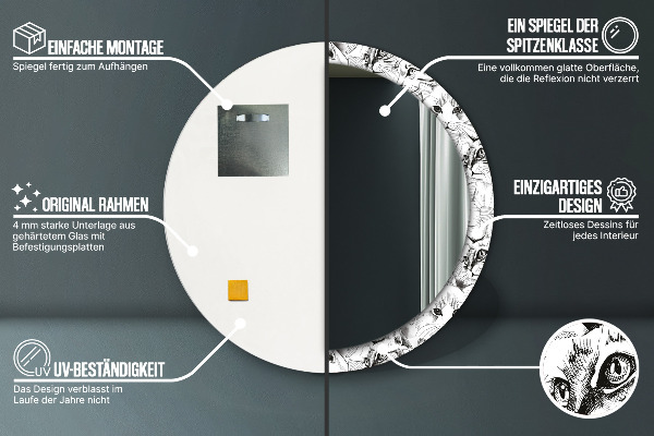 Lustro z drukowaną ramką okrągłe Zwierzęta domowe koty