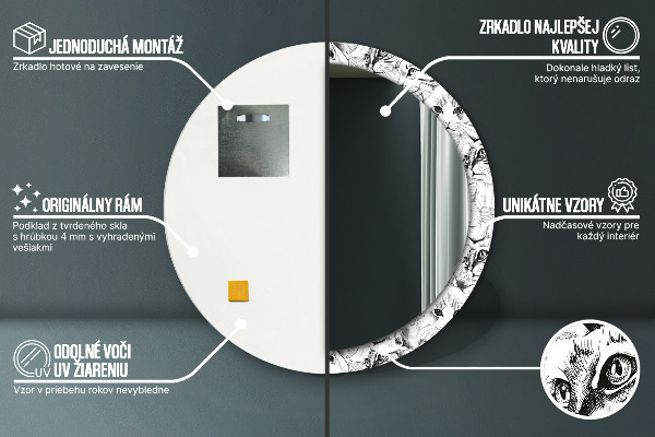 Lustro z drukowaną ramką okrągłe Zwierzęta domowe koty