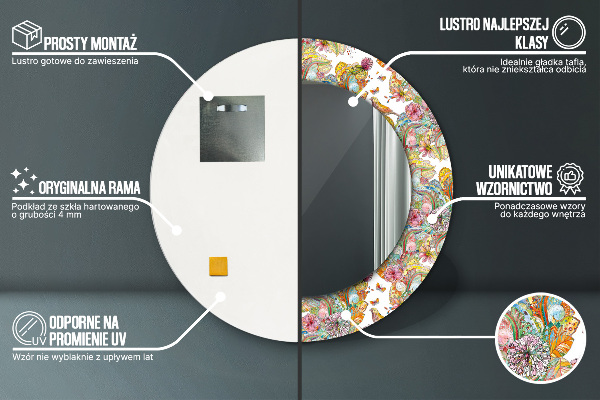 Lustro z drukowaną ramką okrągłe Sen o krainie baśni