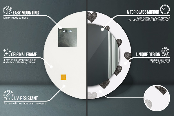 Lustro ścienne dekoracyjne okrągłe Abstrakcyjne serca