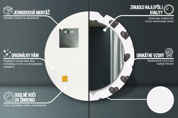 Lustro ścienne dekoracyjne okrągłe Abstrakcyjne serca