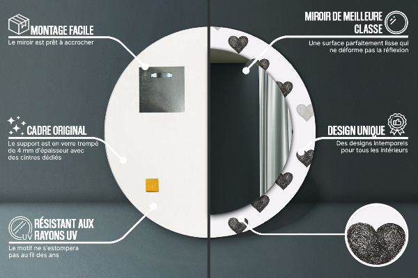 Lustro ścienne dekoracyjne okrągłe Abstrakcyjne serca