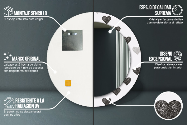 Lustro ścienne dekoracyjne okrągłe Abstrakcyjne serca