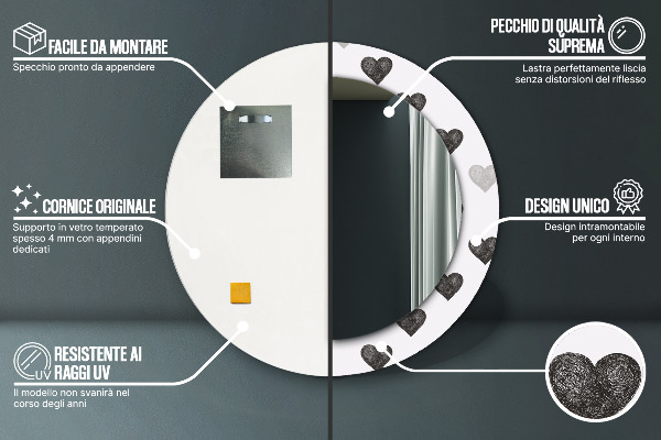 Lustro ścienne dekoracyjne okrągłe Abstrakcyjne serca