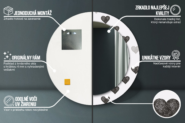 Lustro ścienne dekoracyjne okrągłe Abstrakcyjne serca