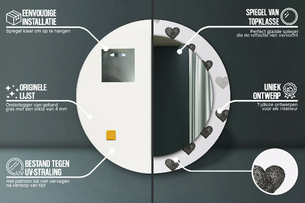 Lustro ścienne dekoracyjne okrągłe Abstrakcyjne serca