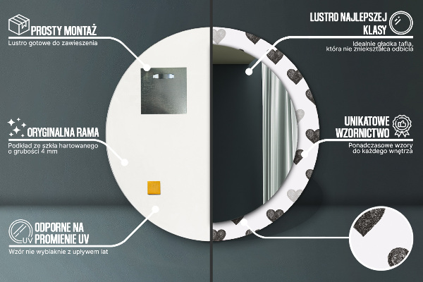 Lustro ścienne dekoracyjne okrągłe Abstrakcyjne serca