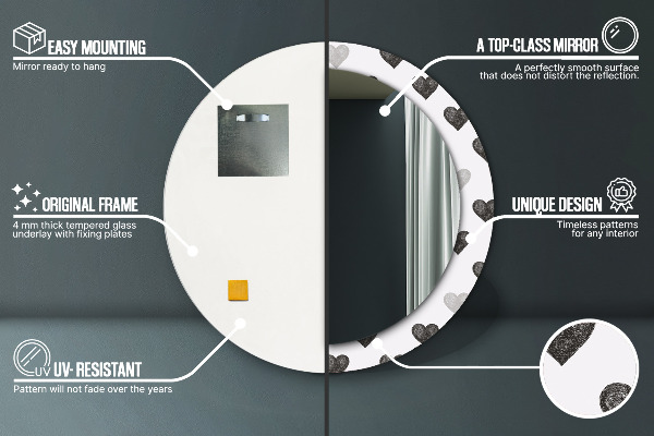 Lustro ścienne dekoracyjne okrągłe Abstrakcyjne serca