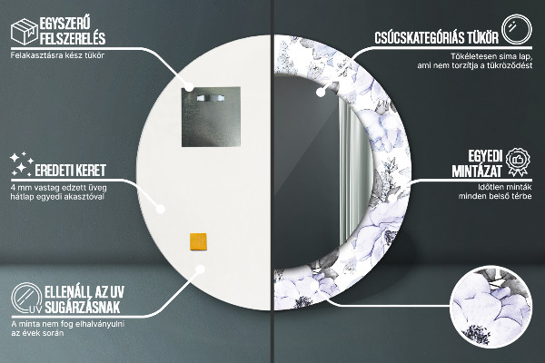 Lustro ścienne dekoracyjne okrągłe Niebieskie róże