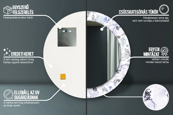 Lustro ścienne dekoracyjne okrągłe Niebieskie róże