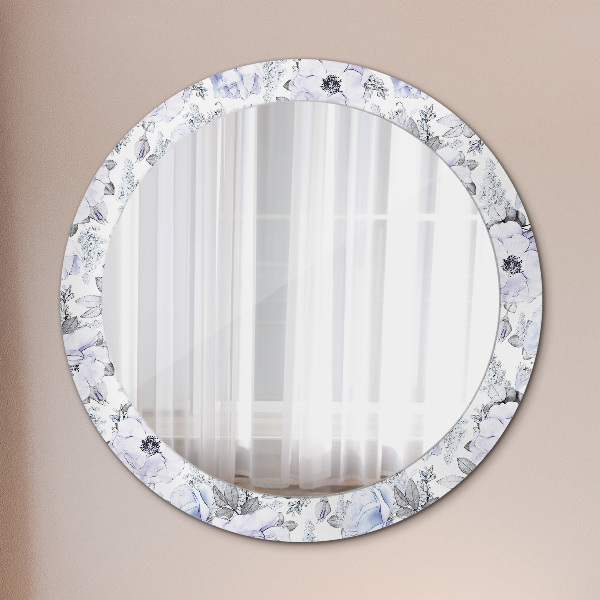Lustro ścienne dekoracyjne okrągłe Niebieskie róże