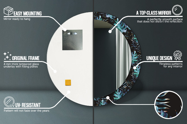 Lustro ścienne dekoracyjne okrągłe Egzotyczne liście