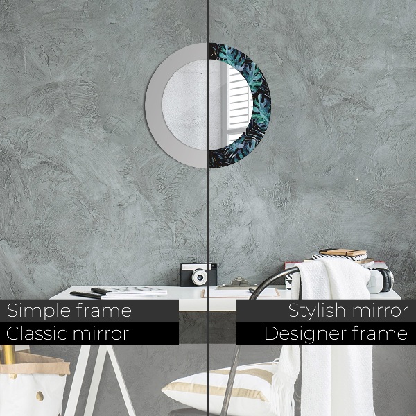 Lustro ścienne dekoracyjne okrągłe Egzotyczne liście