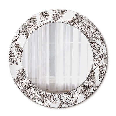 Lustro ścienne dekoracyjne okrągłe Pióra dreamcatcher