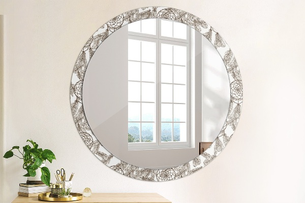 Lustro ścienne dekoracyjne okrągłe Pióra dreamcatcher