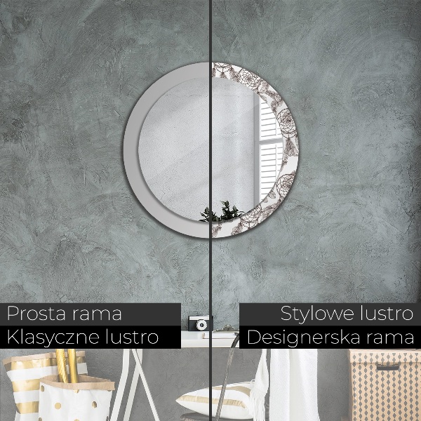 Lustro ścienne dekoracyjne okrągłe Pióra dreamcatcher