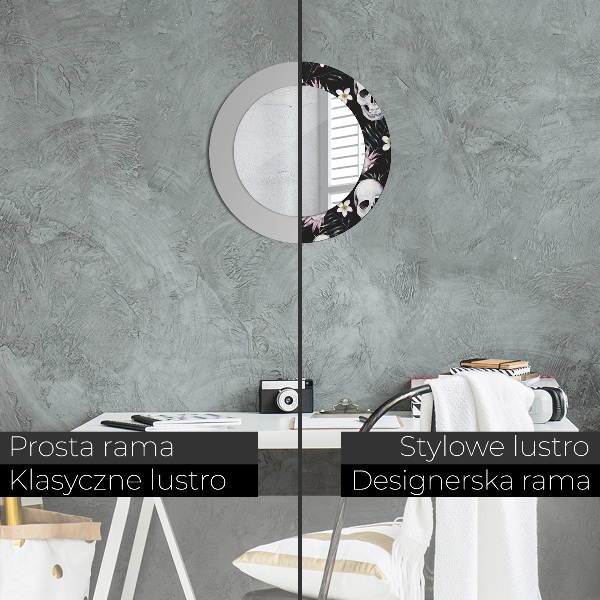 Lustro ścienne dekoracyjne okrągłe Kwiaty czaszki