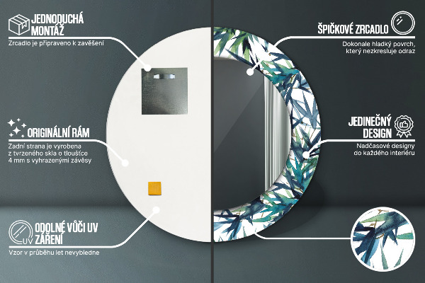 Lustro ścienne dekoracyjne okrągłe Niebieskie palmy