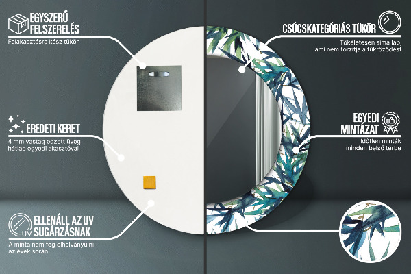 Lustro ścienne dekoracyjne okrągłe Niebieskie palmy