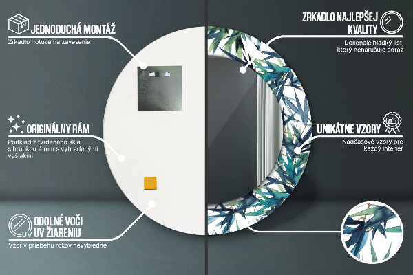 Lustro ścienne dekoracyjne okrągłe Niebieskie palmy