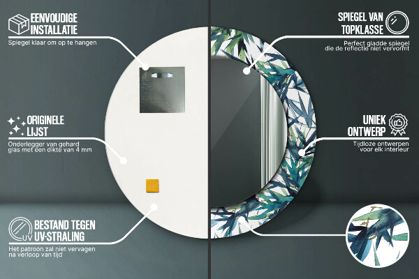 Lustro ścienne dekoracyjne okrągłe Niebieskie palmy