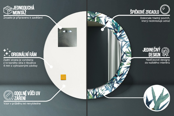 Lustro ścienne dekoracyjne okrągłe Niebieskie palmy