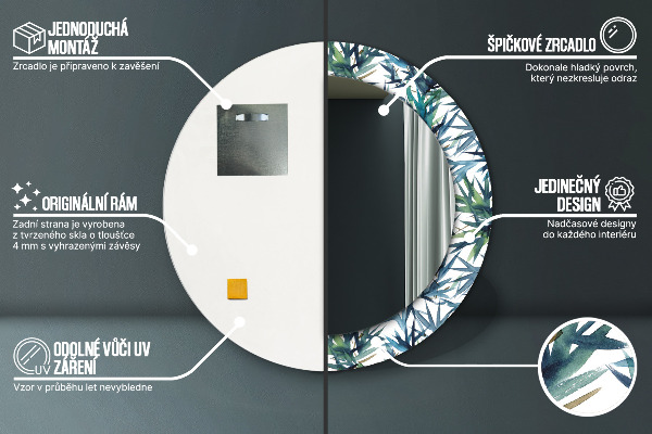 Lustro ścienne dekoracyjne okrągłe Niebieskie palmy