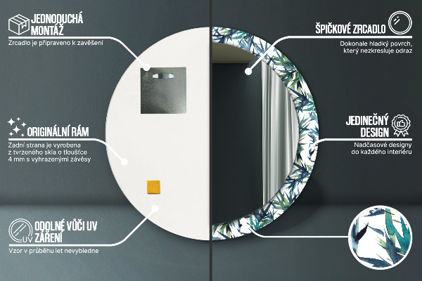 Lustro ścienne dekoracyjne okrągłe Niebieskie palmy