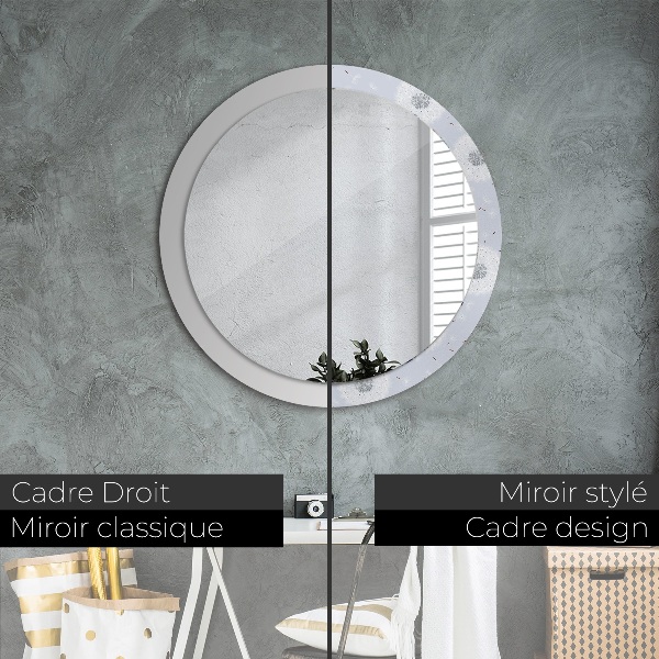 Lustro z drukowaną ramką okrągłe Kwiaty dandelions