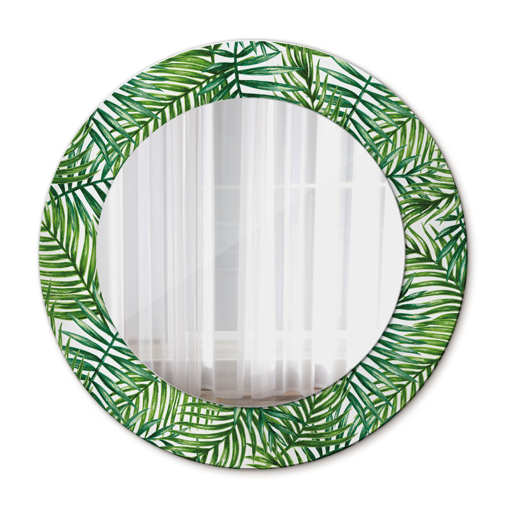 Lustro ścienne dekoracyjne okrągłe Tropikalna palma
