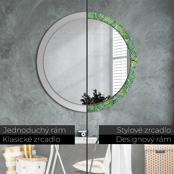 Lustro ścienne dekoracyjne okrągłe Tropikalna palma