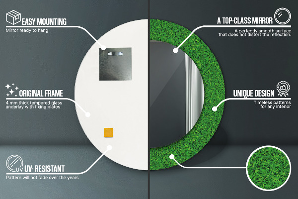 Lustro ścienne dekoracyjne okrągłe Zielona trawa