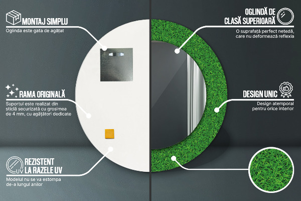 Lustro ścienne dekoracyjne okrągłe Zielona trawa