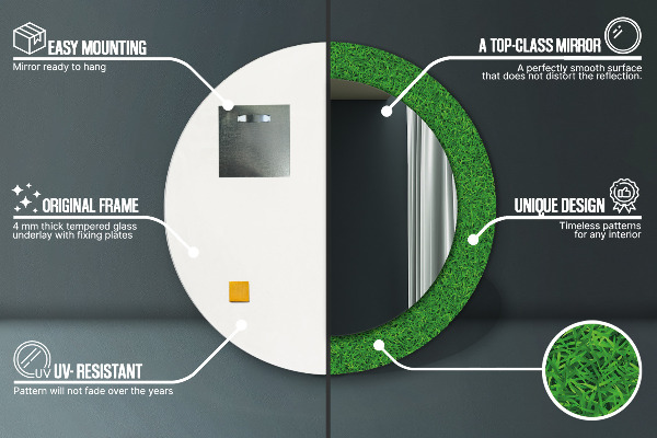 Lustro ścienne dekoracyjne okrągłe Zielona trawa