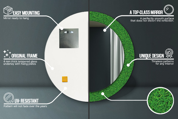 Lustro ścienne dekoracyjne okrągłe Zielona trawa