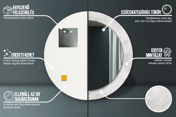 Lustro ścienne dekoracyjne okrągłe Betonowa tekstura