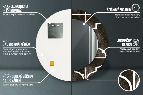 Lustro ścienne dekoracyjne okrągłe Antyczne płytki
