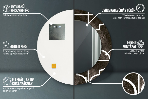 Lustro ścienne dekoracyjne okrągłe Antyczne płytki