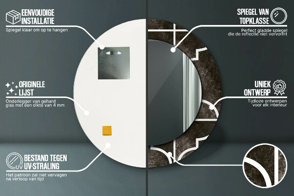 Lustro ścienne dekoracyjne okrągłe Antyczne płytki