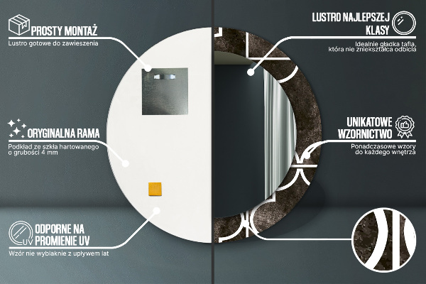 Lustro ścienne dekoracyjne okrągłe Antyczne płytki