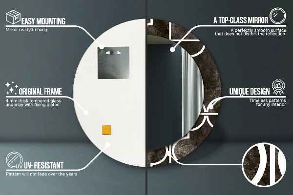 Lustro ścienne dekoracyjne okrągłe Antyczne płytki