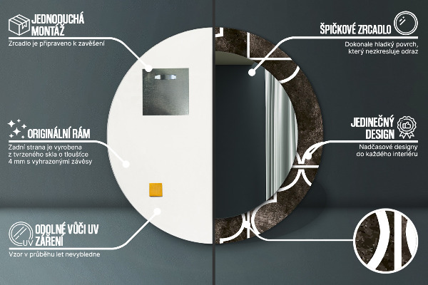 Lustro ścienne dekoracyjne okrągłe Antyczne płytki