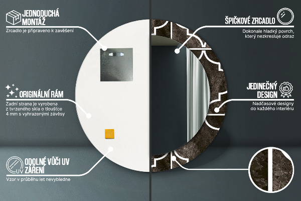 Lustro ścienne dekoracyjne okrągłe Antyczne płytki