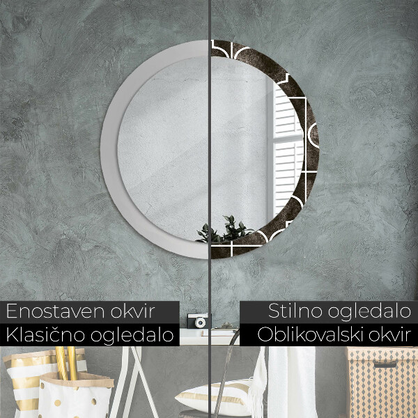 Lustro ścienne dekoracyjne okrągłe Antyczne płytki