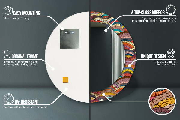 Lustro ścienne dekoracyjne okrągłe Bohemiczny ornament