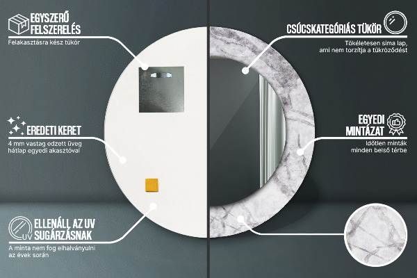 Lustro ścienne dekoracyjne okrągłe Biały marmur