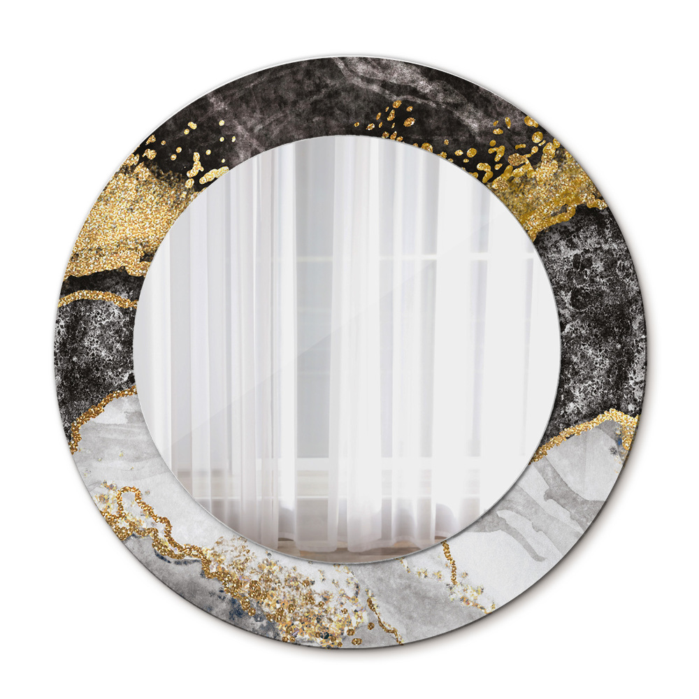 Lustro ścienne dekoracyjne okrągłe Marmur i złoto