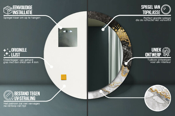 Lustro ścienne dekoracyjne okrągłe Marmur i złoto