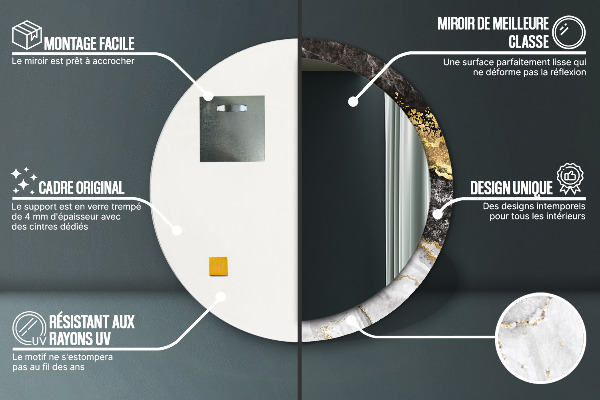 Lustro ścienne dekoracyjne okrągłe Marmur i złoto