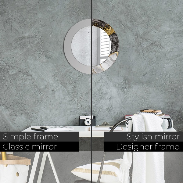 Lustro ścienne dekoracyjne okrągłe Marmur i złoto